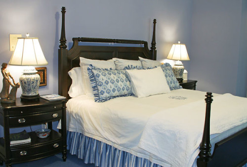 A master bedroom in blue