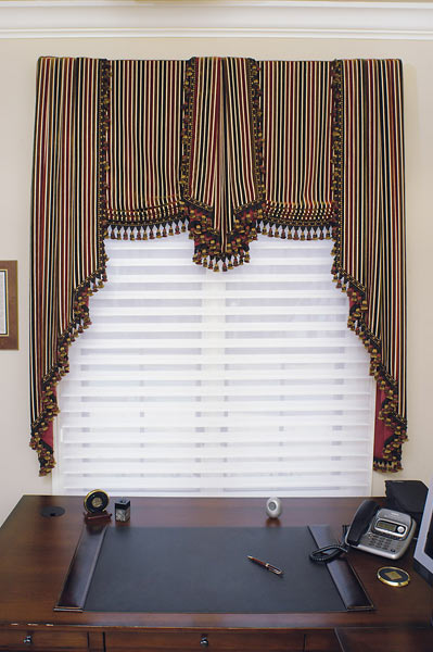 Custom window treatment for a home office